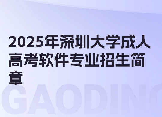 2025年深圳大学成人高考软件专业招生简章