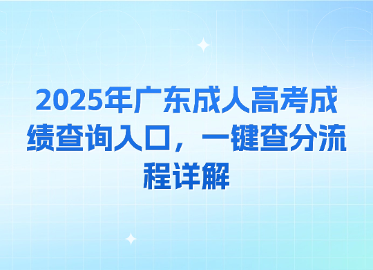 2025年广东成人高考成绩查询入口，一键查分流程详解