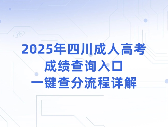 2025年四川成人高考成绩查询入口，一键查分流程详解