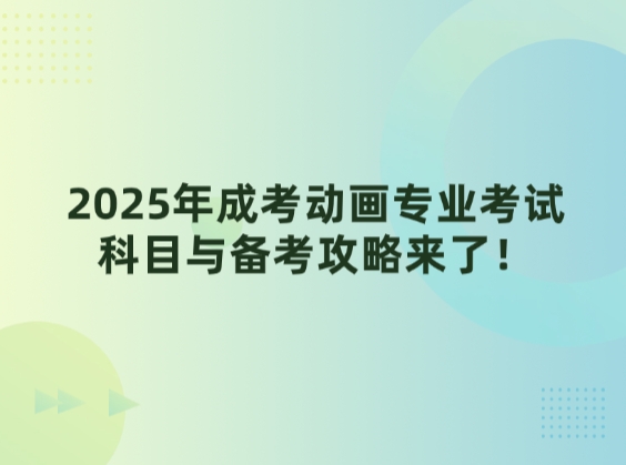 2025年成考动画专业考试科目与备考攻略来了！