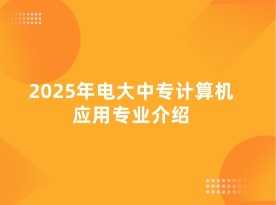 2025年电大中专计算机应用专业介绍